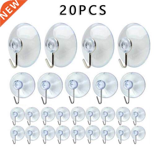 20PCS Transparent Suction Cups Wall Hooks Self Adhesive Door