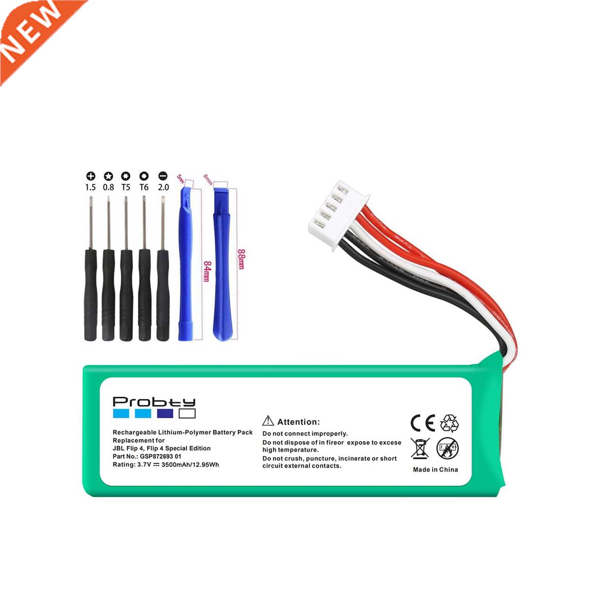 3.7V 3500mAh Battery GSP872693 01 for JBL Speaker Flip 4, Fl