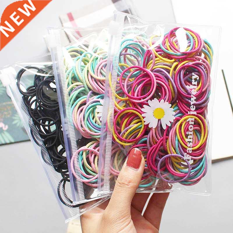 100Pcs/Set Children Girls Hair Bands Candy Color Hair Ties C