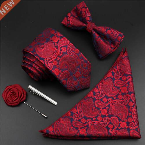 New Solid Color Silk Men Tie Set Polyester Jacquard Woven Ne
