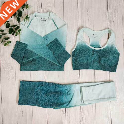Ombre Sportswear Women Yoga Sets Outfit Fitness Gymnastic Su