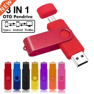 Black 3 IN 1 Pendrive 64GB Metal OTG TYPE-C Pen Drive 32GB C