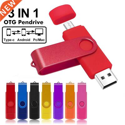 Black 3 IN 1 Pendrive 64GB Metal OTG TYPE-C Pen Drive 32GB C