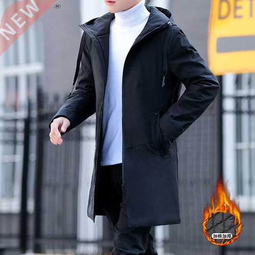 2019 Winter Jacket men hooded Slim Korean Parka Hombre long