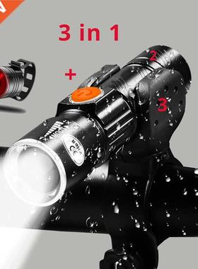 3 In1 8000 Lumen Bicycle Light Set USB Rechargeable Waterpro