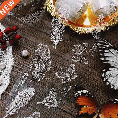 Self Adhesive Masking Tape Feather Butterfly Plants Transpar