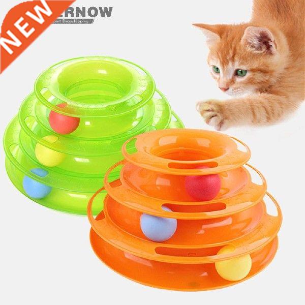 4 Levels Cat Toy Training Plate Pet Tower Track Disc Kitten