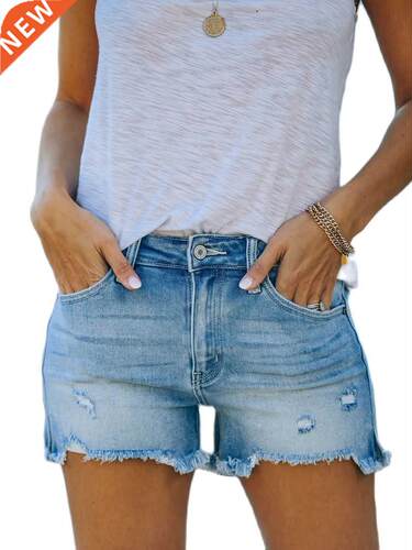 New Summer Shorts Jeans For Women Fashon Casual Rpped Stch