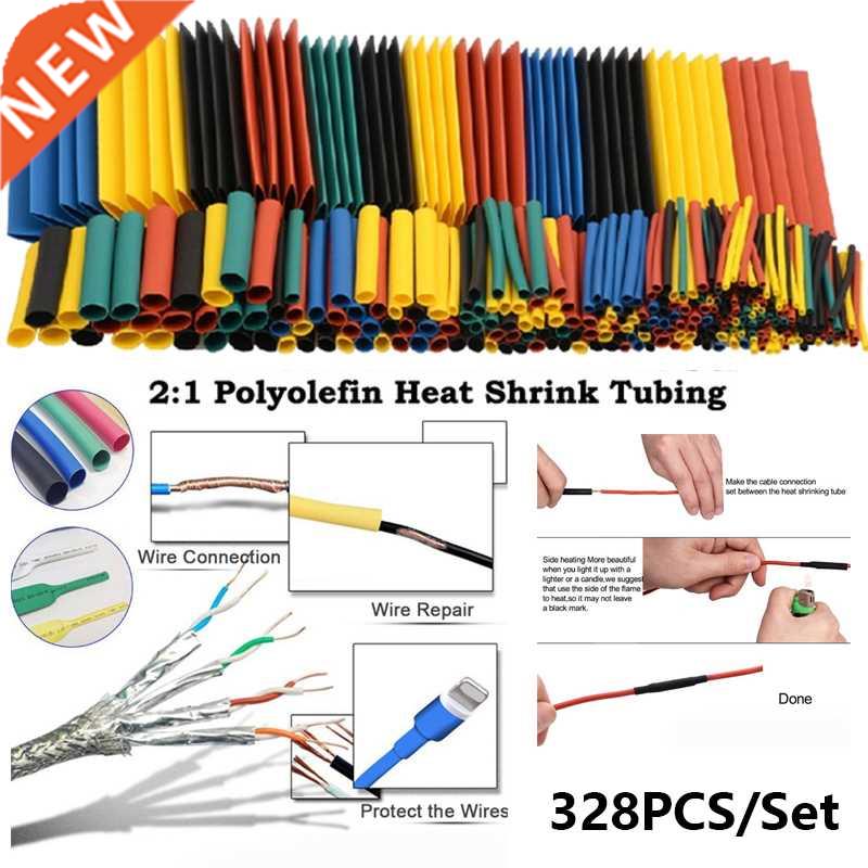 328PCS Polyolefin Insulation Heat Shrink Tubing Tube Sleeve