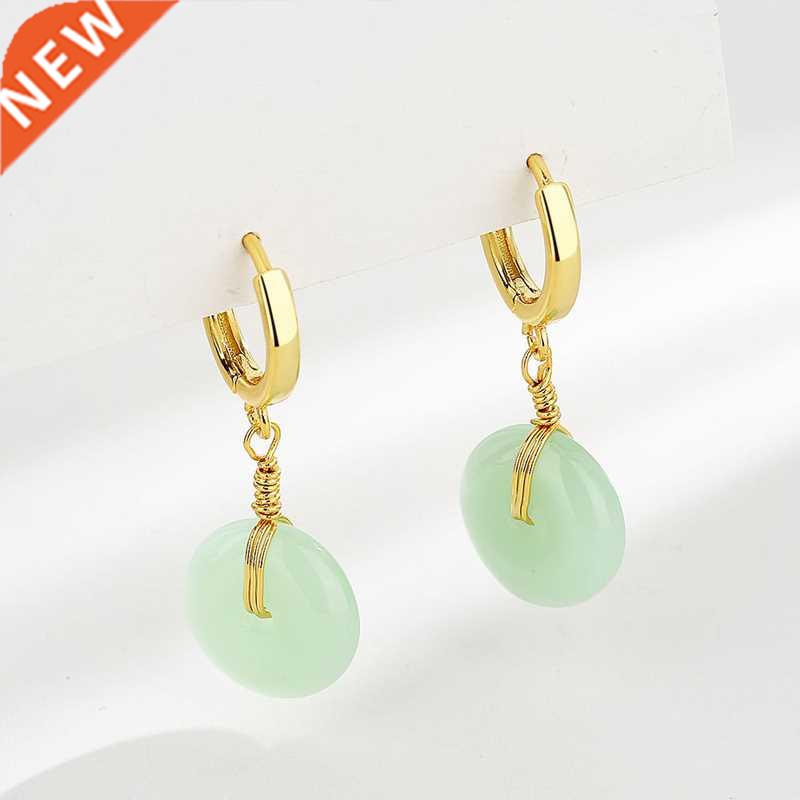Vntage Earrngs 925 Slver Jewelry wth Created Jade Drop E