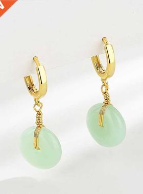 Vntage Earrngs 925 Slver Jewelry wth Created Jade Drop E