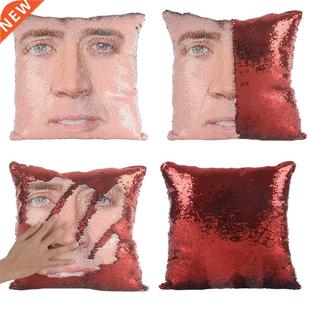3pcs Magical Nicolas Cage Cushion Cover with Sequins Super