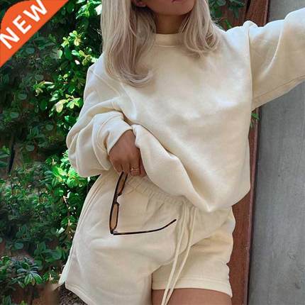 Women Solid Tracksuits Casual Long Sleeve Pullover Sweatshir