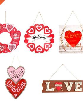 1pcs Valentine&p;#39;s Day Wooden Pendants Heart Shaped Door