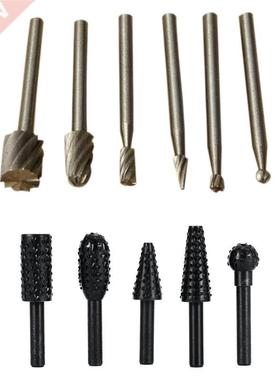 6Pcs HSS Routing Router Bit Rotary Suit Burr Set 5Pcs Rota