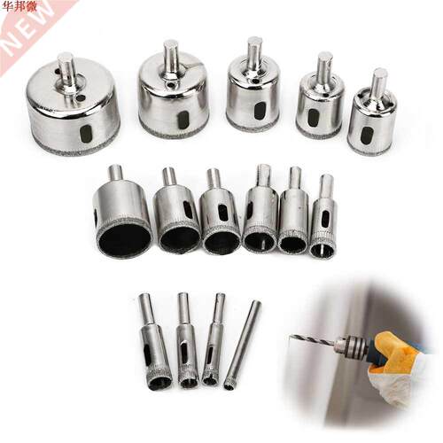 15 PcsDiamond Coated Drill Bit Set Marble Glass Ceramic Hole