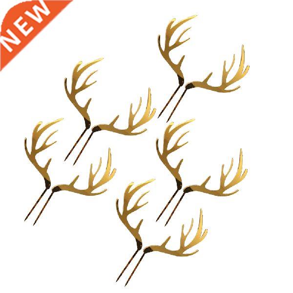5pcs Xmas Cake Topper Antlers Shape Fruit Picks Dessert