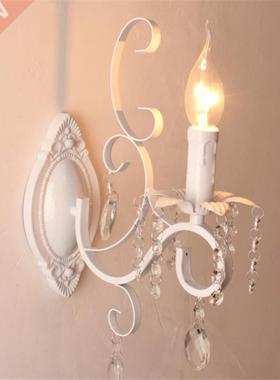 Retro Loft wall lamp white black iron crystal deco wall ligh