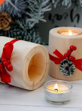 Wood Candle Cup Cylnder S Wndproof Wooden Domestc