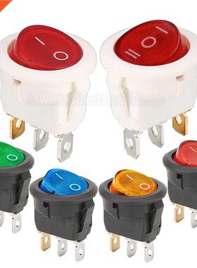 6Pcs KCD1-105N 16.5mm/2m 12V 220V Round Rocker Dot Boat LE