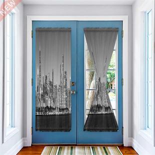 Night Panorama City Door Curtains for Kitchen Bedroom