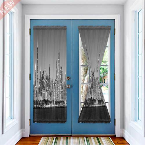 Night Panorama City Door Curtains for Kitchen Bedroom