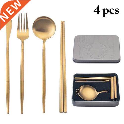 4Pcs/Set Dinnerware Set Portable Tableware Knife Fork Spoon