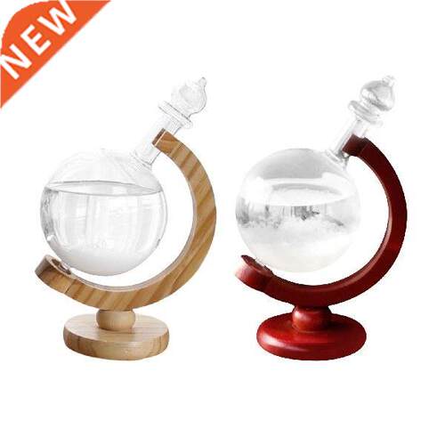 Storm Glass Weather Globe Glass Bottle with Wooden Base