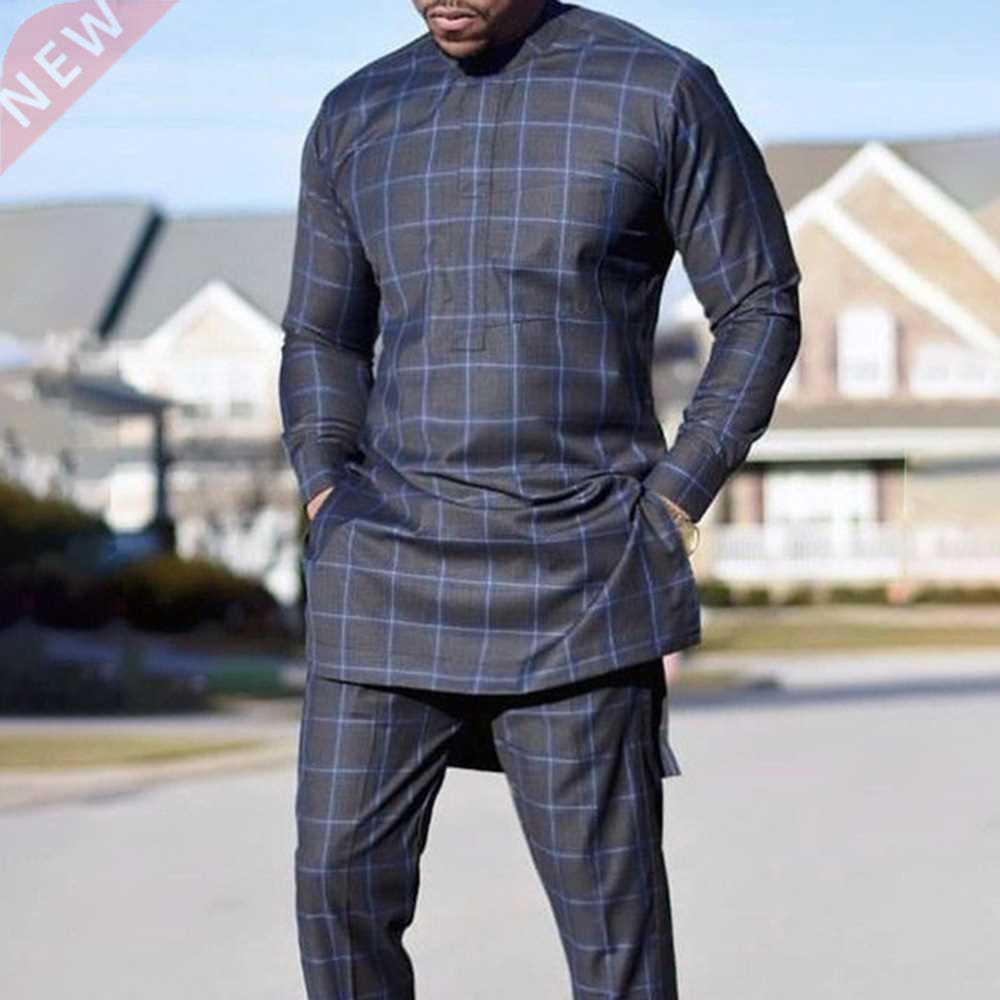 African Clothing For Man Dashiki Style Men's Plaid Shirts an