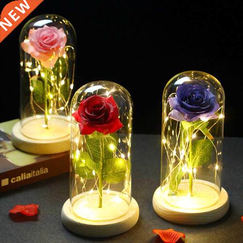 Valentines Day Gift Eternal Rose LED Light Foil Flower In