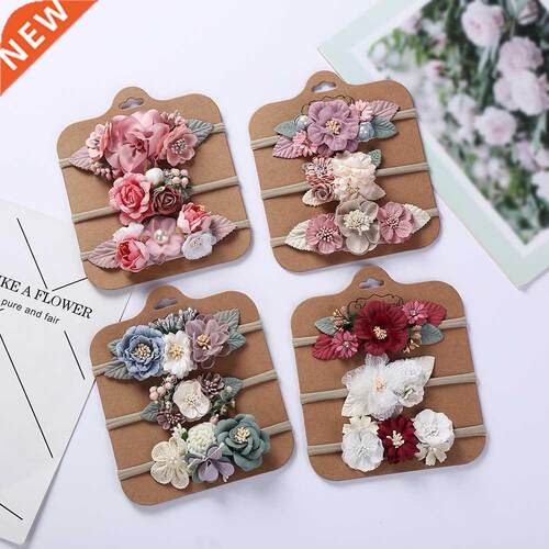 3Pcs/Lot Artificial Flower Baby Headband Newborn Boy Girl Pe