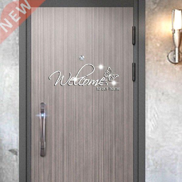 Welcome To Our Home Sign With Butterfly Family Door Plates