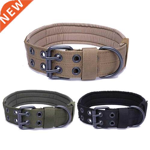 Large Dog Collar Army Green Double Row Adjustable Buckle Thi