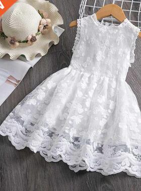White Flower Girls Dresses 2022 Summer Sleeeveless Wedding E