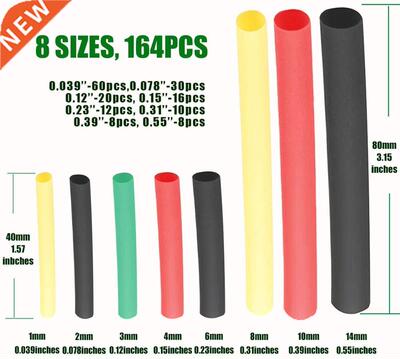 164pcs Set Polyolefin Shrinking Assorted Heat Shrink Tube Wi