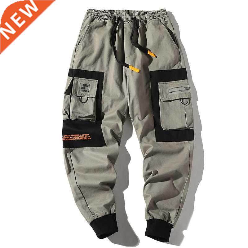 2022 Hip Hop Men Multi-pocket Elastic Waist Design Harem Pan