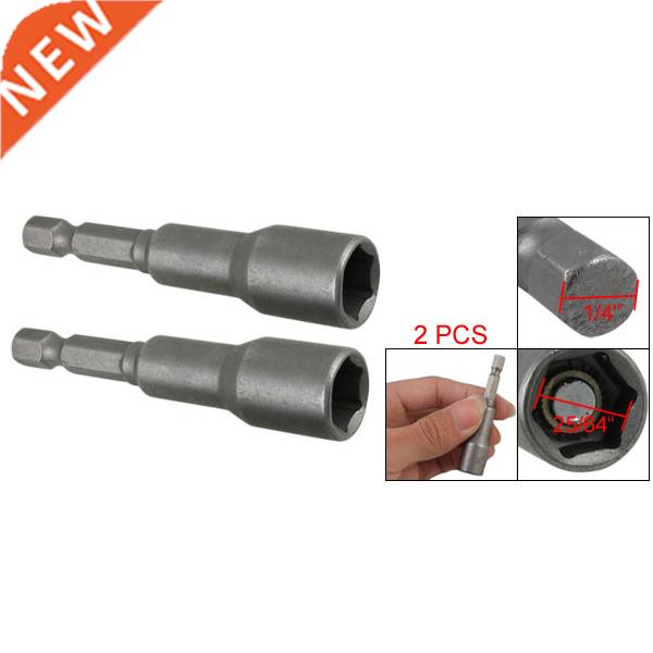 2Pcs 1/4 Shank Magnetic 10mm Socket Wrench Hex Nut Driver Bi