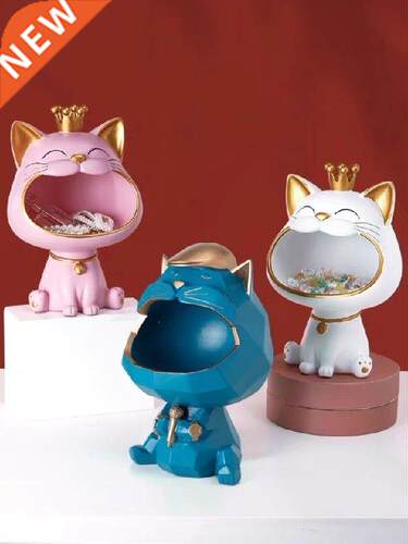 Lucky Figurine Big Mouth Cat Storage Box Home Decoration