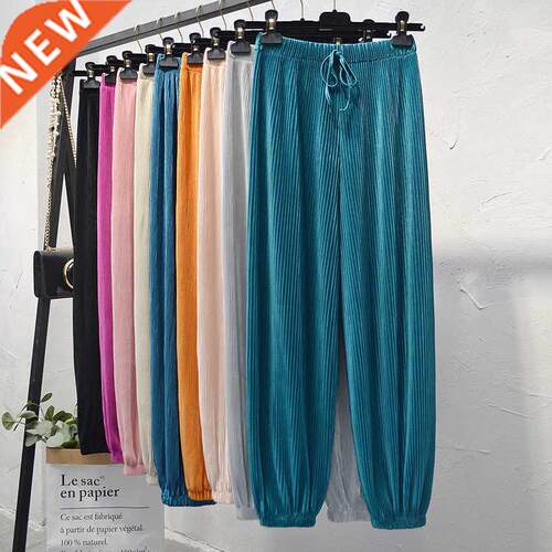 Spring/summer 2022 new ice silk chiffon pleated pants women