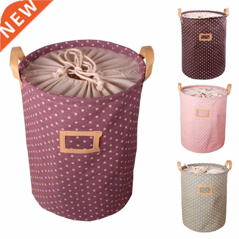 Drawstring Storage Basket With Cover & Handle Clothes Or