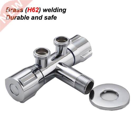 Silvery Copper Double Switch Outlet Angle Valve Toilet Bidet