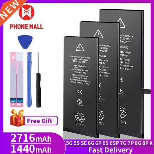 PHONEMALL  Battery For iPhone 6 6S 5S 7 8 Plus X Xs Max