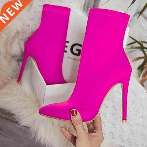 2022 Women Fetish Silk Sock Boots 11.5cm High Heels Stch Fas