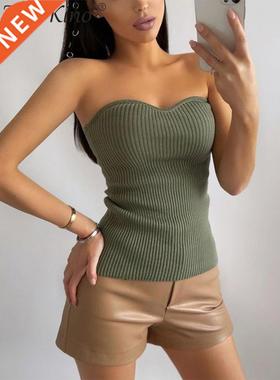 Knitted Strapless Women Crop Corset Top Oversized Off Should
