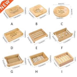 Nturl Bmboo Wood Sop Dish Rck Storge Box Cse Contine
