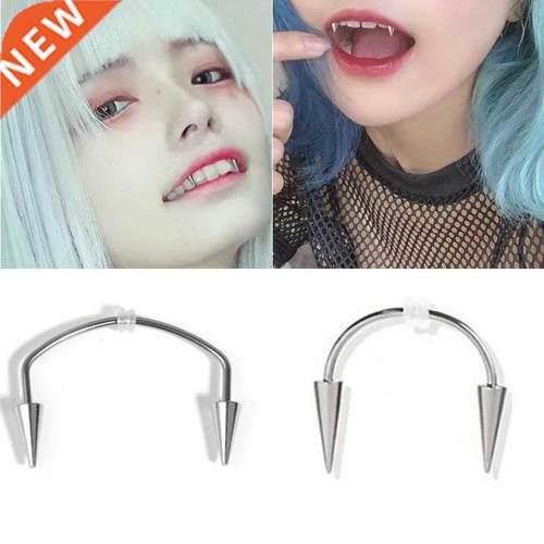 1PC Stainless Steel C Rod Dracula Vampire Fangs Tooth Smiley