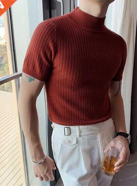 Autumn New Short Sleeve Knitted Sweater Men Clothing 2022 Al