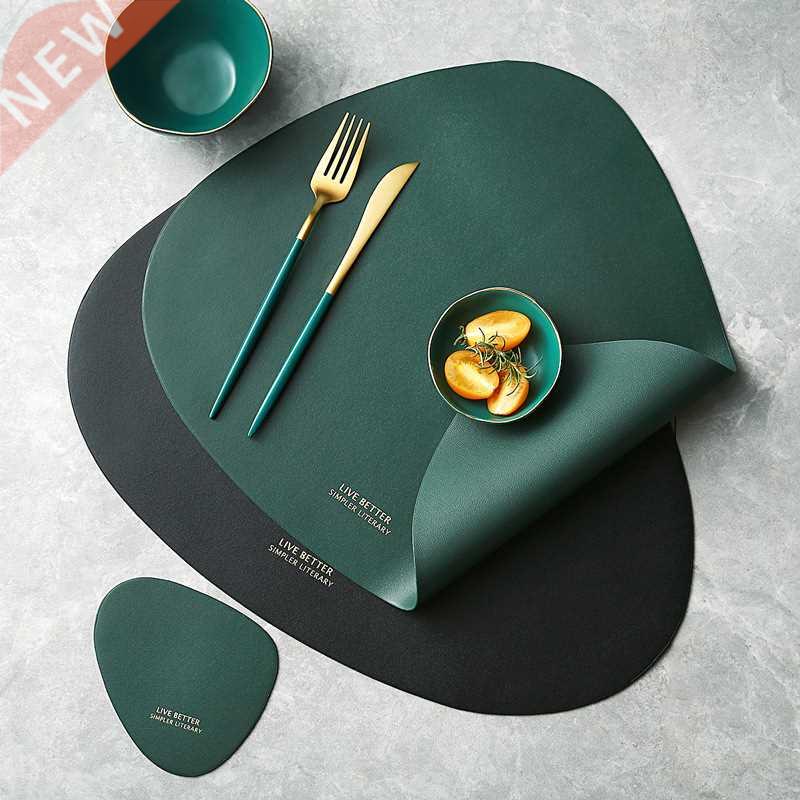 1set Leather Placemat Coaster Set Dinette Mat Triangle