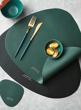 1set Leather Placemat Coaster Set Dinette Mat Triangle