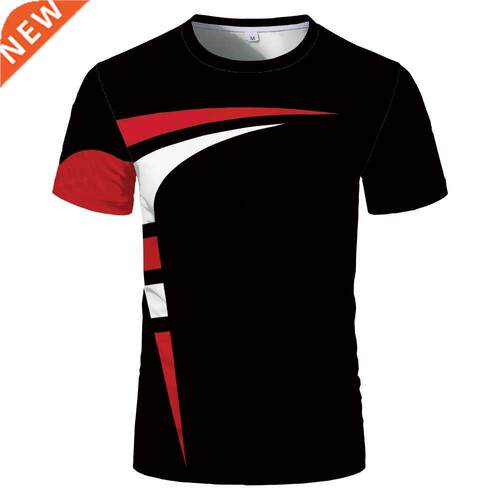 Summer Thin Section Round Neck Short Sleeve Simple Black Red
